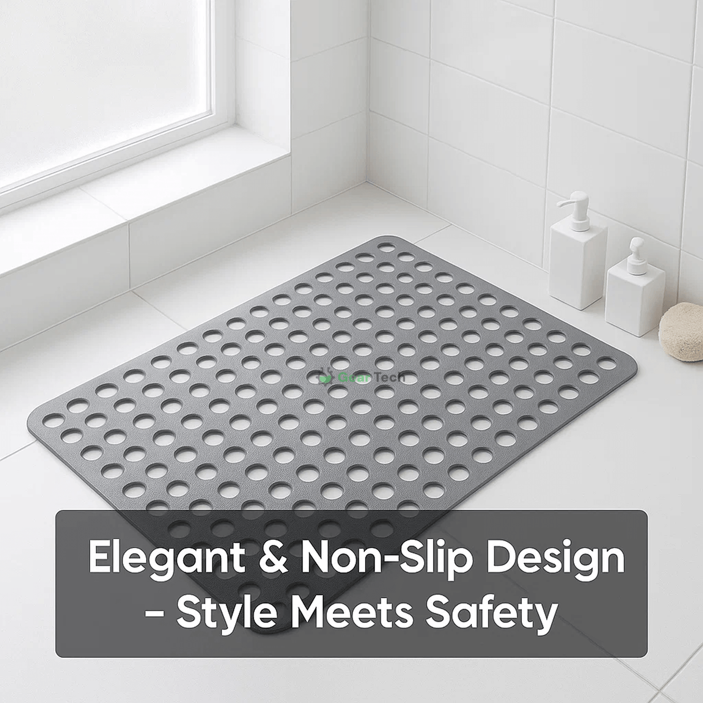 Non-Slip Bathroom Mat with Hygienic Drainage System