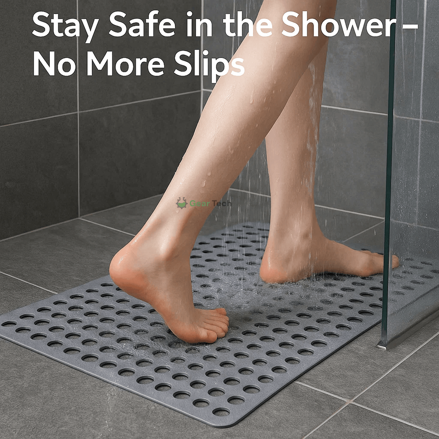Non-Slip Bathroom Mat with Hygienic Drainage System