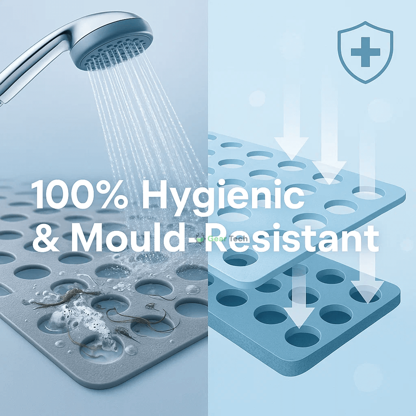 Non-Slip Bathroom Mat with Hygienic Drainage System
