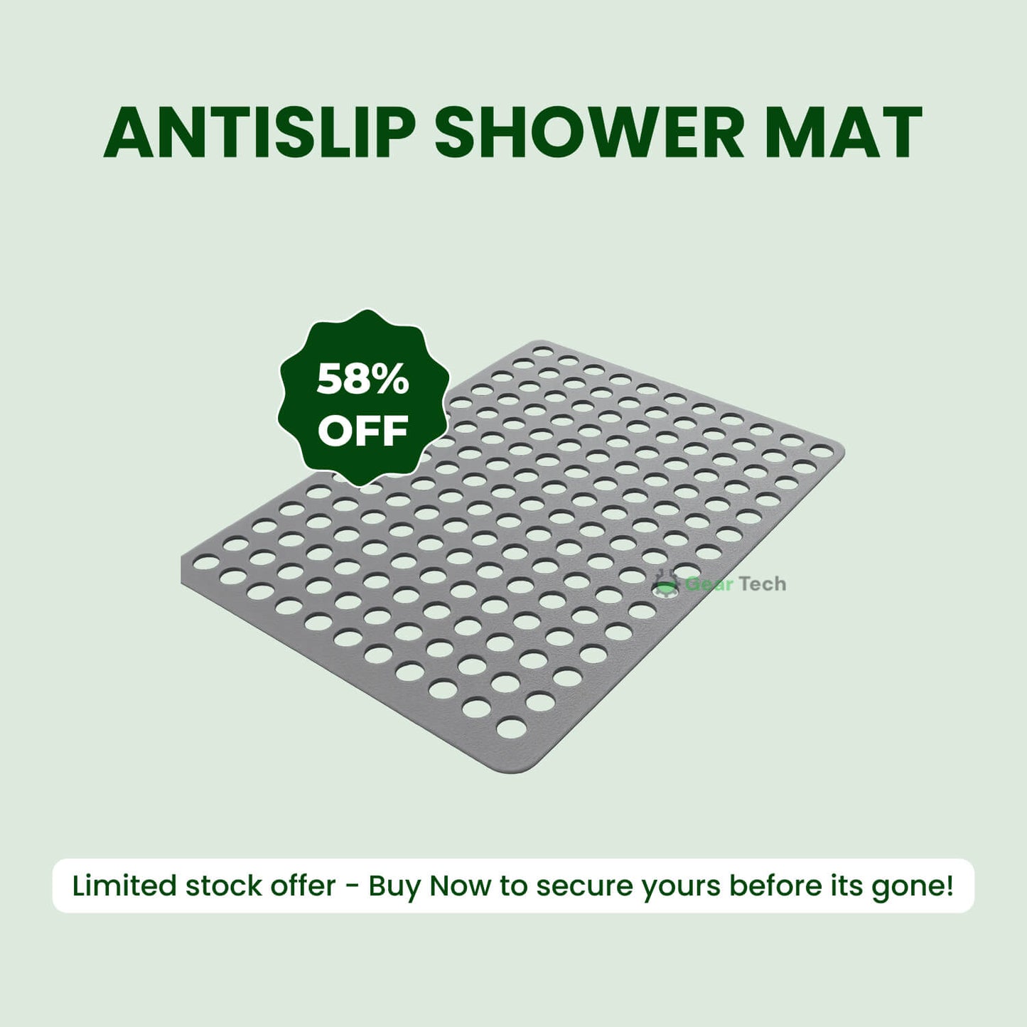 Non-Slip Bathroom Mat with Hygienic Drainage System