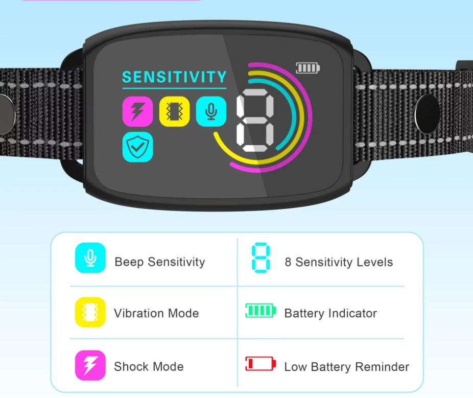 Adjustable Dog Training Collar with Vibration and Shock Modes