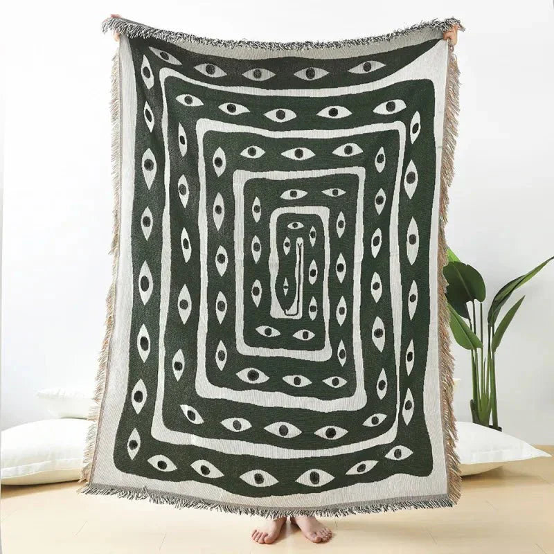 Jacquard Cotton Snake Eye Throw Blanket