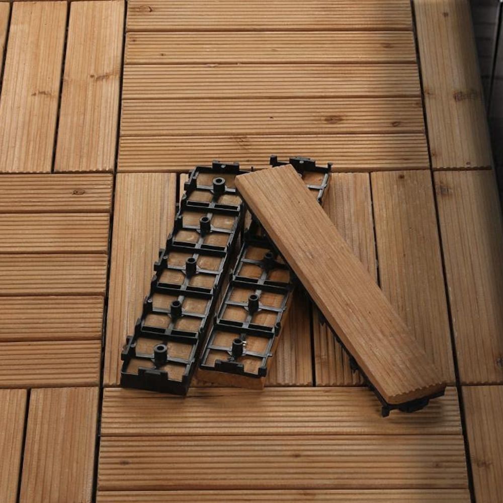Interlocking Pine Wood Tiles for Indoor and Outdoor Use