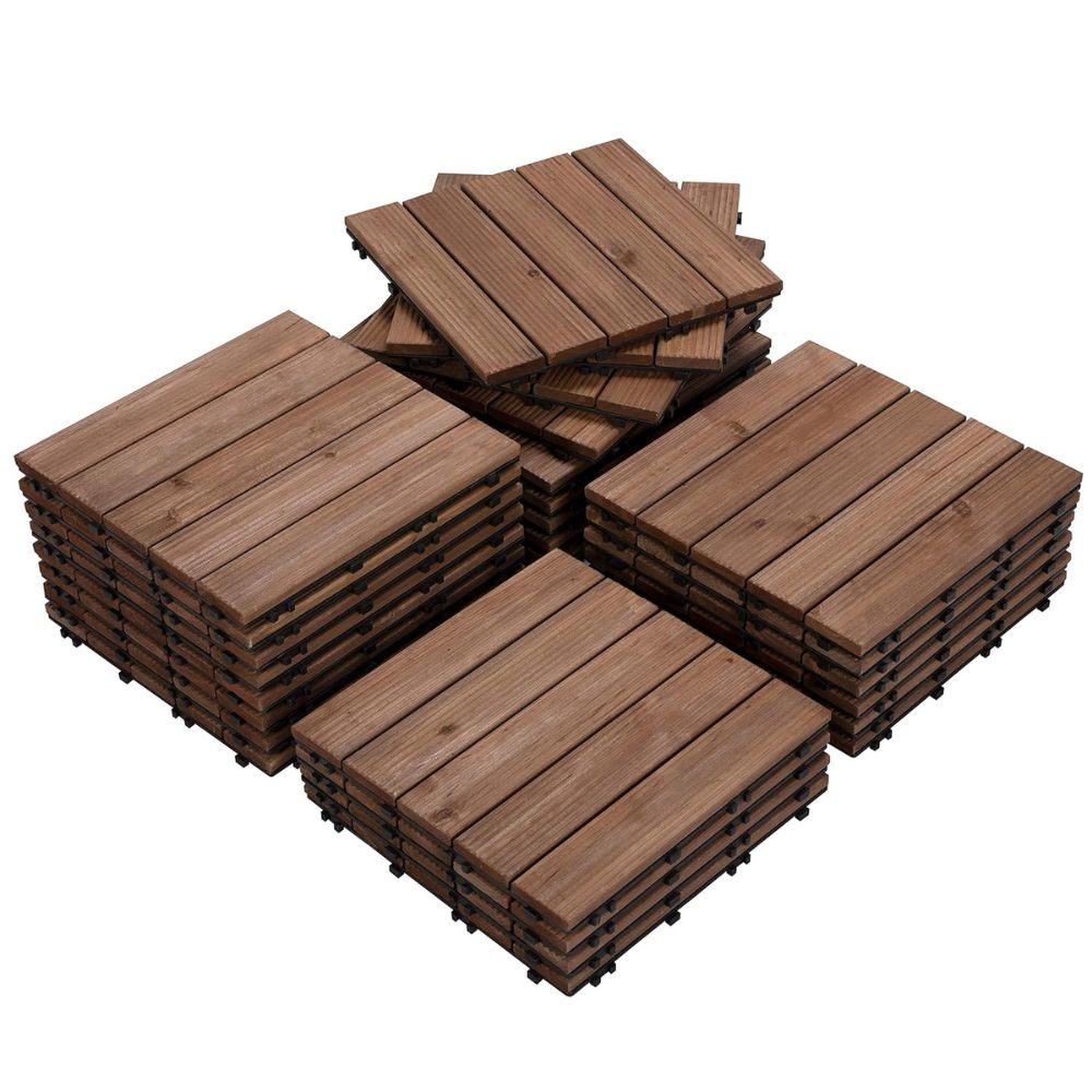 Interlocking Pine Wood Tiles for Indoor and Outdoor Use