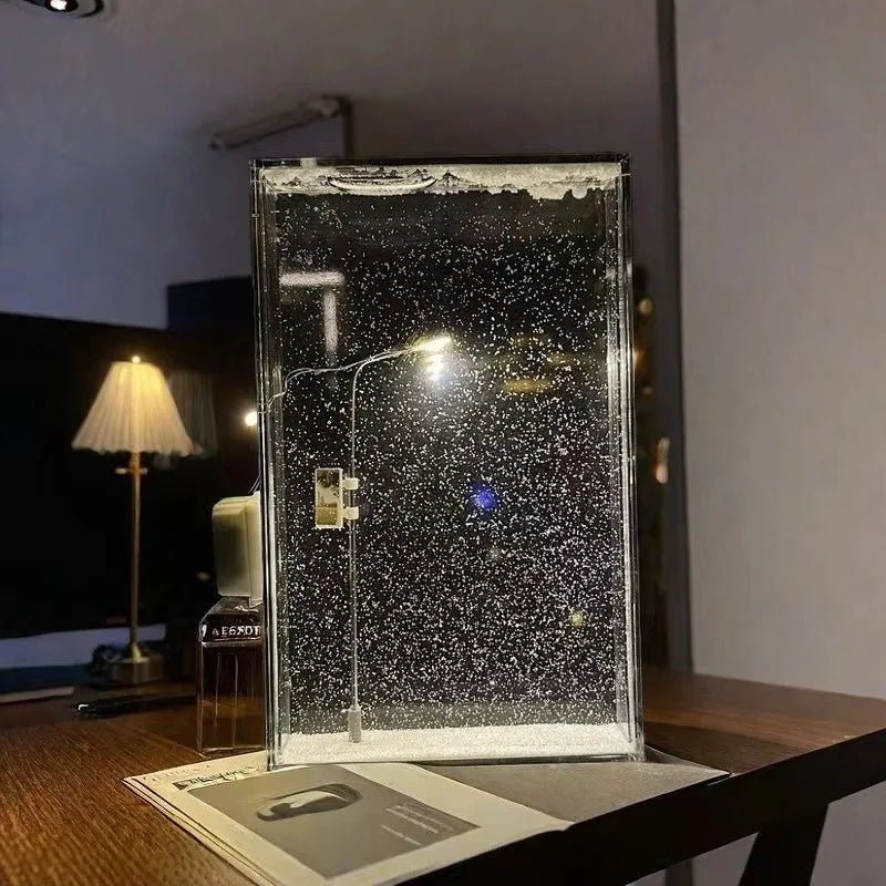 DIY Snowy Scene Night Light with Flowing Snow Effect for Holiday Decor