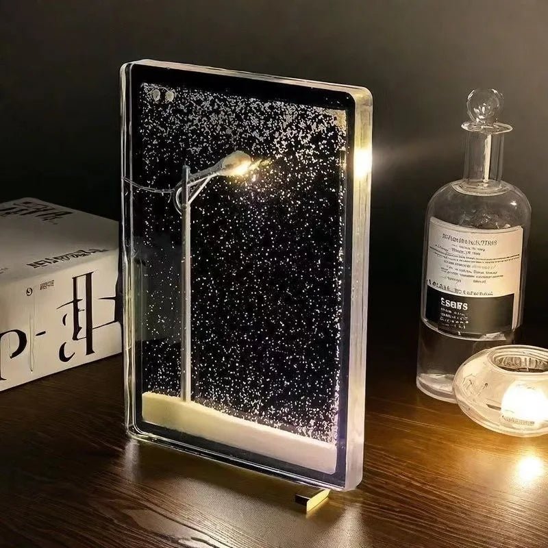 DIY Snowy Scene Night Light with Flowing Snow Effect for Holiday Decor