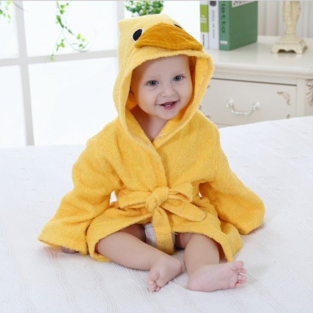 Children's Cotton Bathrobe with Animal Hood