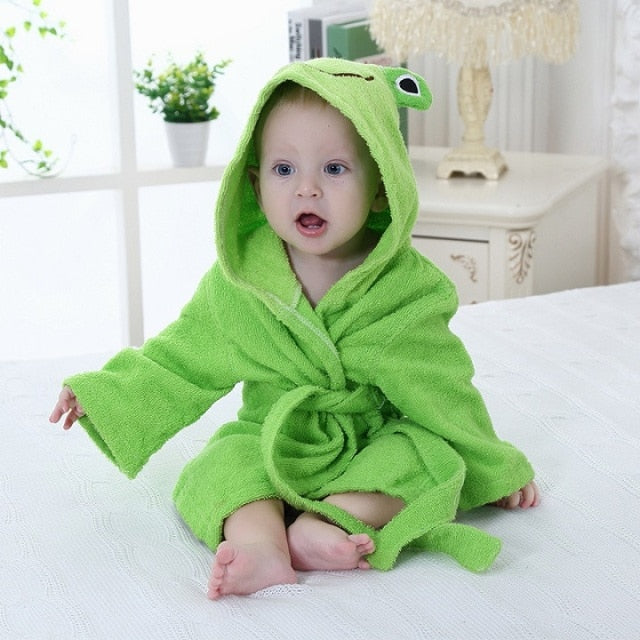 Children's Cotton Bathrobe with Animal Hood