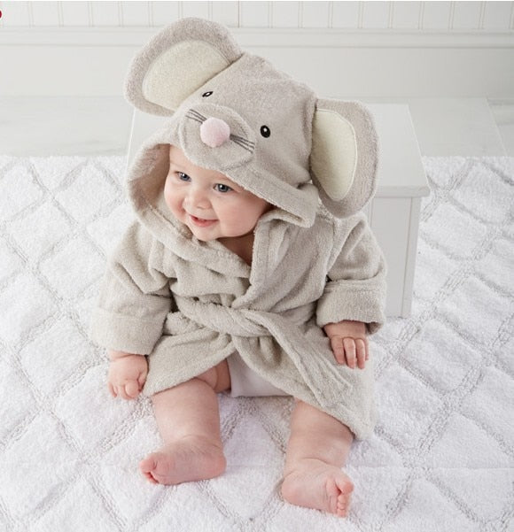 Children's Cotton Bathrobe with Animal Hood