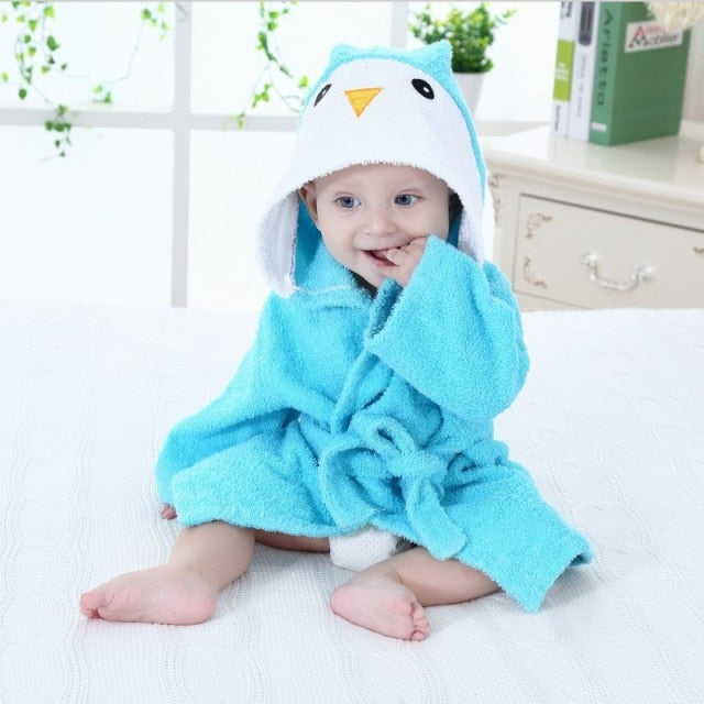 Children's Cotton Bathrobe with Animal Hood