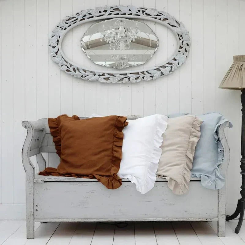 Soft Linen Ruffle Pillowcase Cover