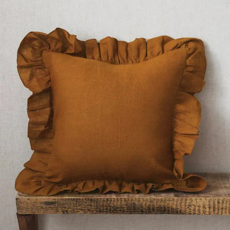 Soft Linen Ruffle Pillowcase Cover