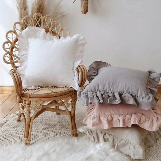 Soft Linen Ruffle Pillowcase Cover