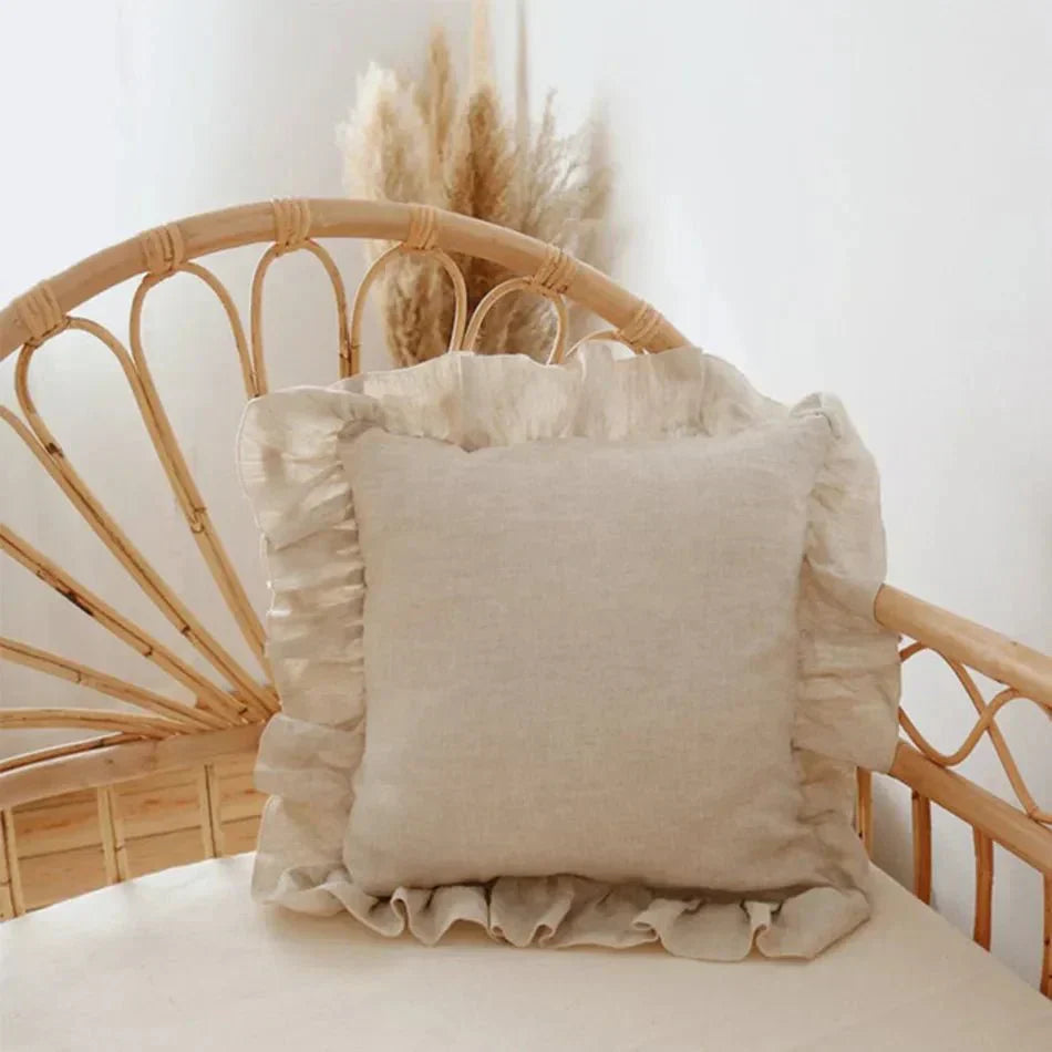 Soft Linen Ruffle Pillowcase Cover