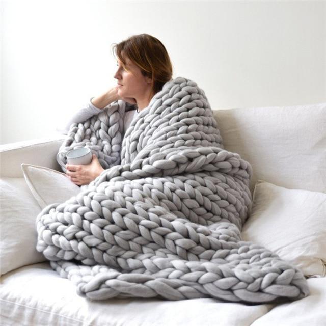 Chunky Knit Throw Blanket in 6 Colors