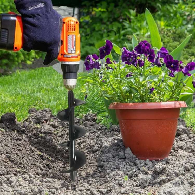 Heavy-Duty Garden Auger Drill Bit for Tough Soil