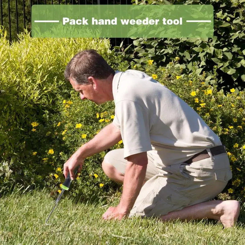 Ergonomic Stainless Steel Weed Remover with V-Prong Tip