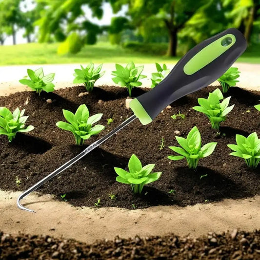 Ergonomic Stainless Steel Weed Remover with V-Prong Tip