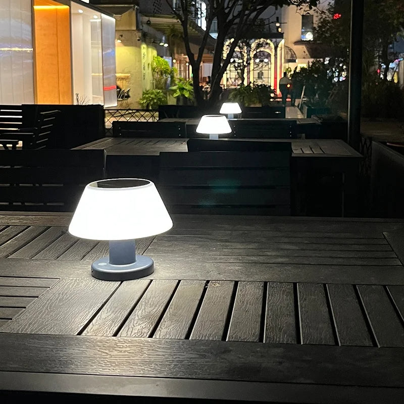 Solar-Powered Rechargeable Table Lamp for Indoor and Outdoor Use