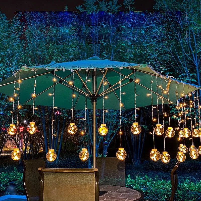 Solar Pendant String Lights with Dusk Sensor – Weatherproof Outdoor Lighting