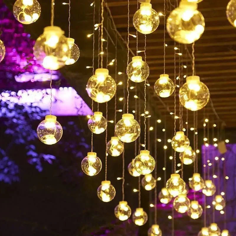 Solar Pendant String Lights with Dusk Sensor – Weatherproof Outdoor Lighting
