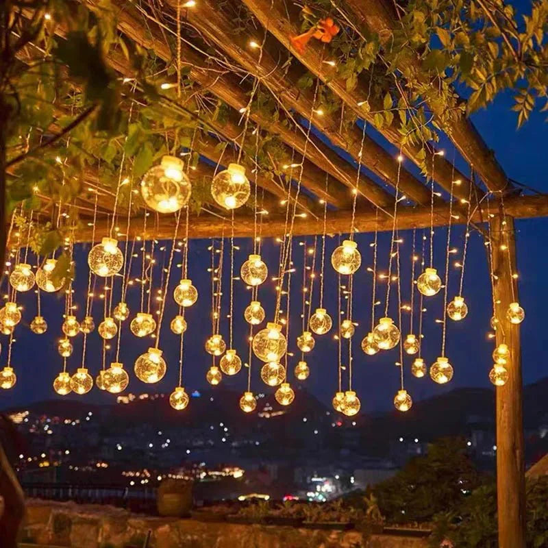 Solar Pendant String Lights with Dusk Sensor – Weatherproof Outdoor Lighting