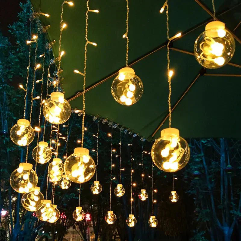 Solar Pendant String Lights with Dusk Sensor – Weatherproof Outdoor Lighting