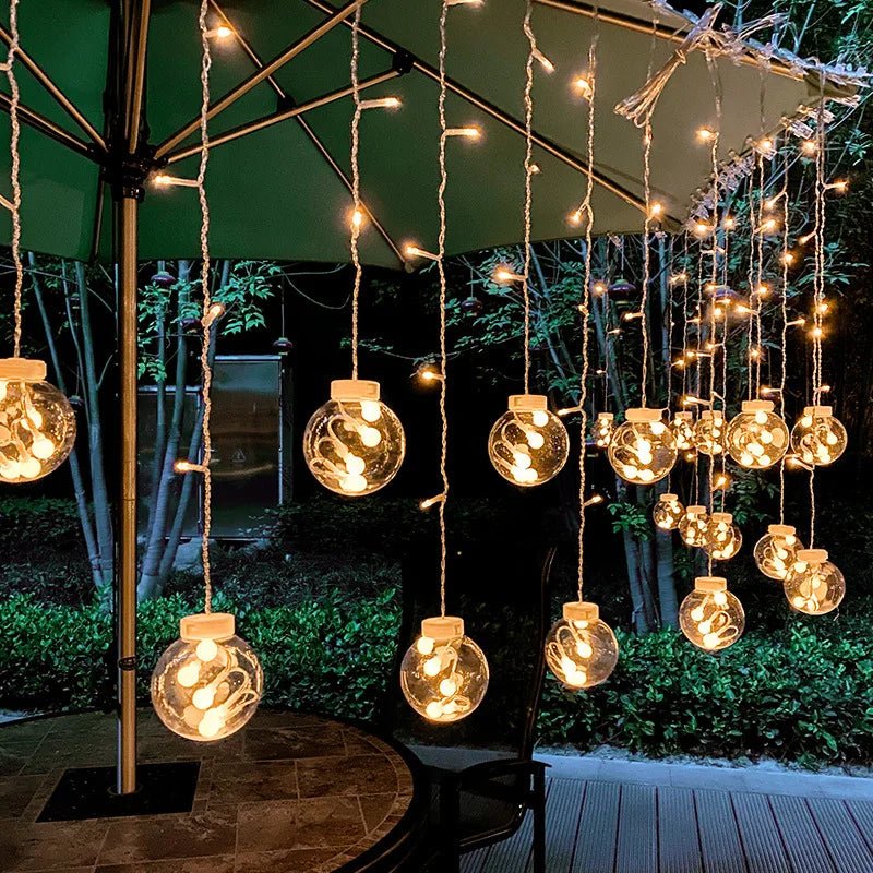 Solar Pendant String Lights with Dusk Sensor – Weatherproof Outdoor Lighting