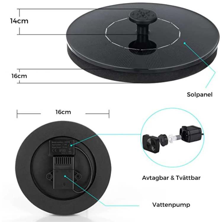 Solar-Powered Water Fountain with Multiple Spray Patterns