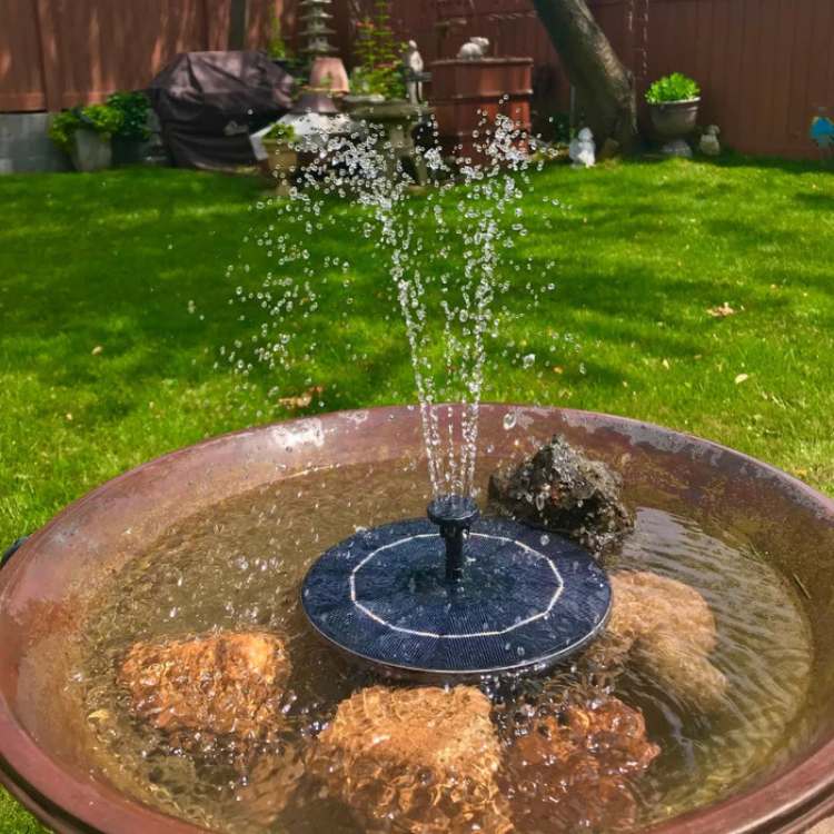 Solar-Powered Water Fountain with Multiple Spray Patterns