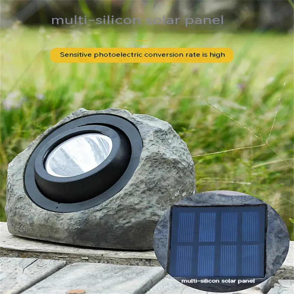 Stone-Look Solar Garden Lights with LED Illumination