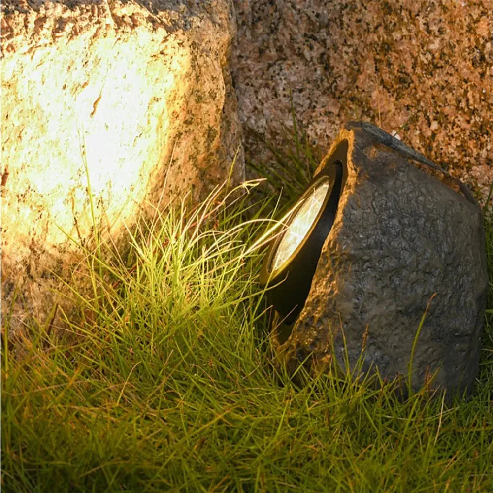 Stone-Look Solar Garden Lights with LED Illumination