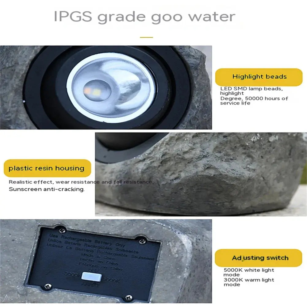 Stone-Look Solar Garden Lights with LED Illumination