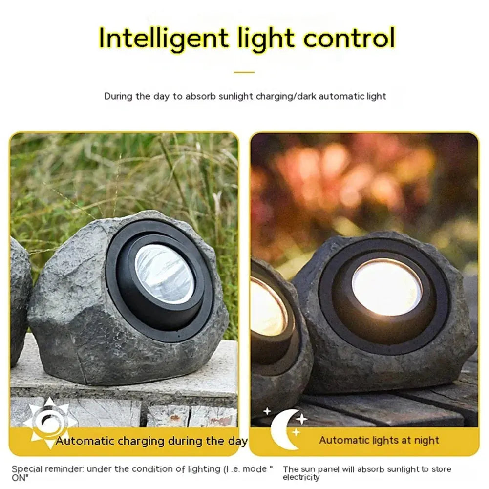 Stone-Look Solar Garden Lights with LED Illumination