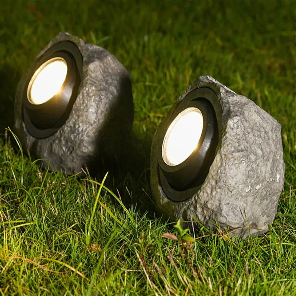 Stone-Look Solar Garden Lights with LED Illumination