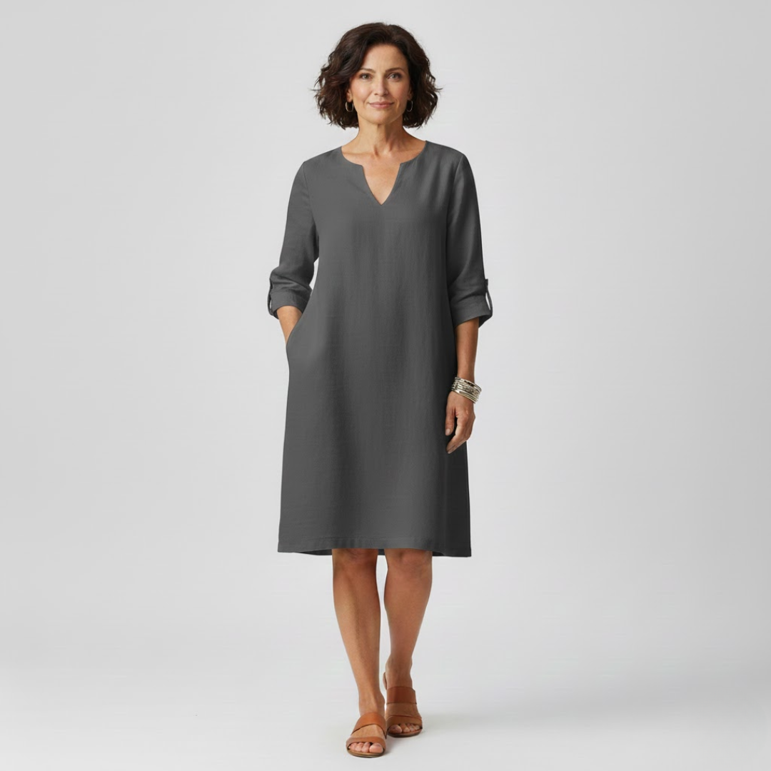 A-Line Viscose Blend Dress with Elegant Fit