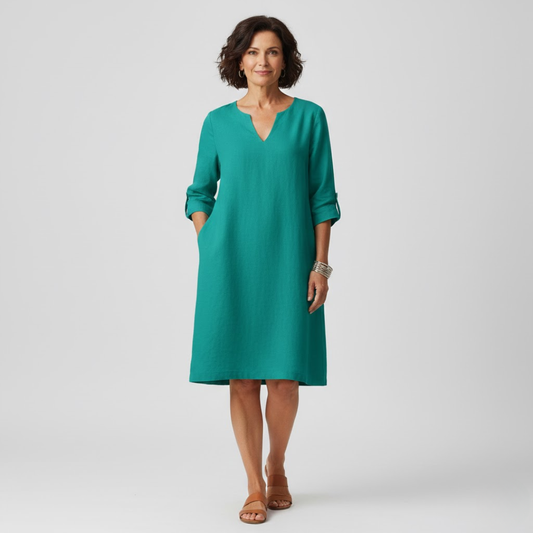 A-Line Viscose Blend Dress with Elegant Fit