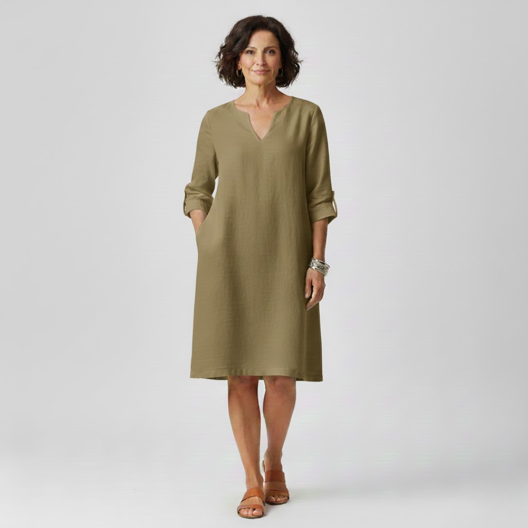 A-Line Viscose Blend Dress with Elegant Fit