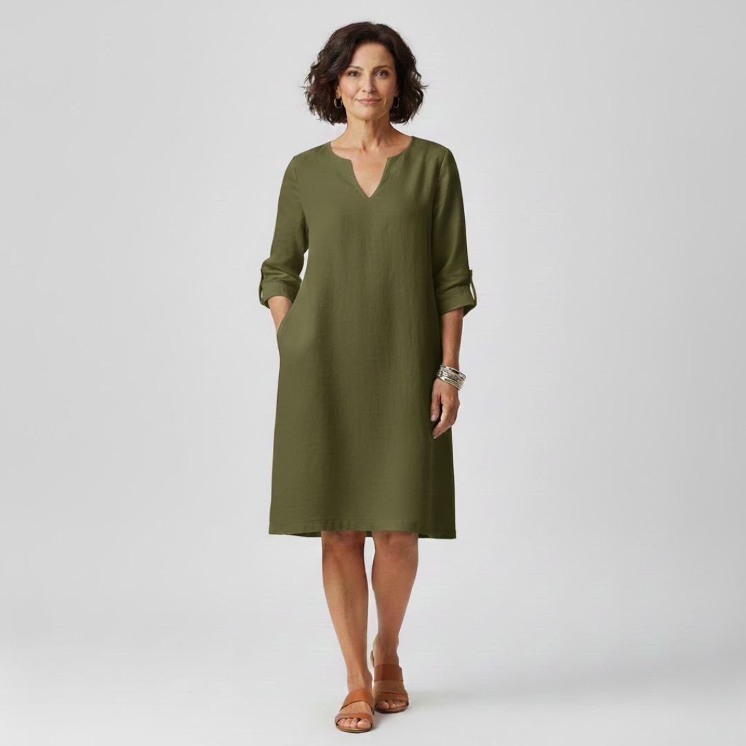 A-Line Viscose Blend Dress with Elegant Fit