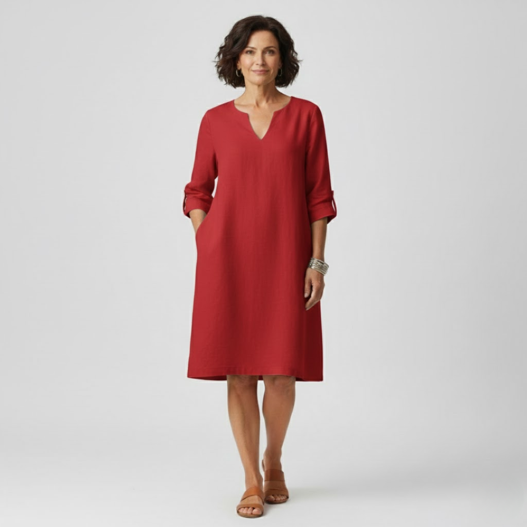 A-Line Viscose Blend Dress with Elegant Fit