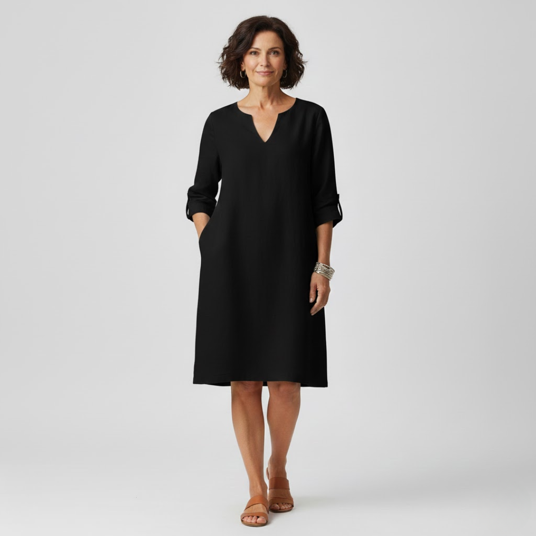 A-Line Viscose Blend Dress with Elegant Fit