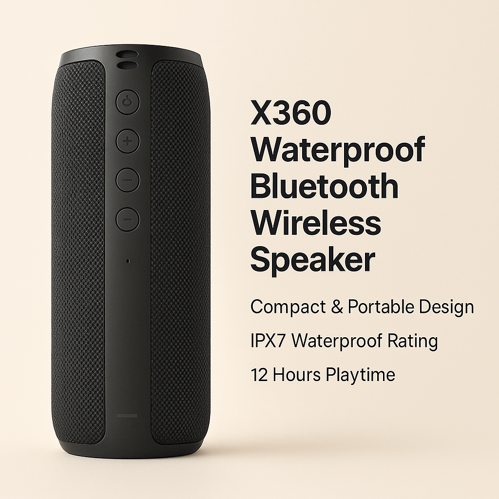 Waterproof Wireless Bluetooth Speaker with Deep Bass and Long Battery Life