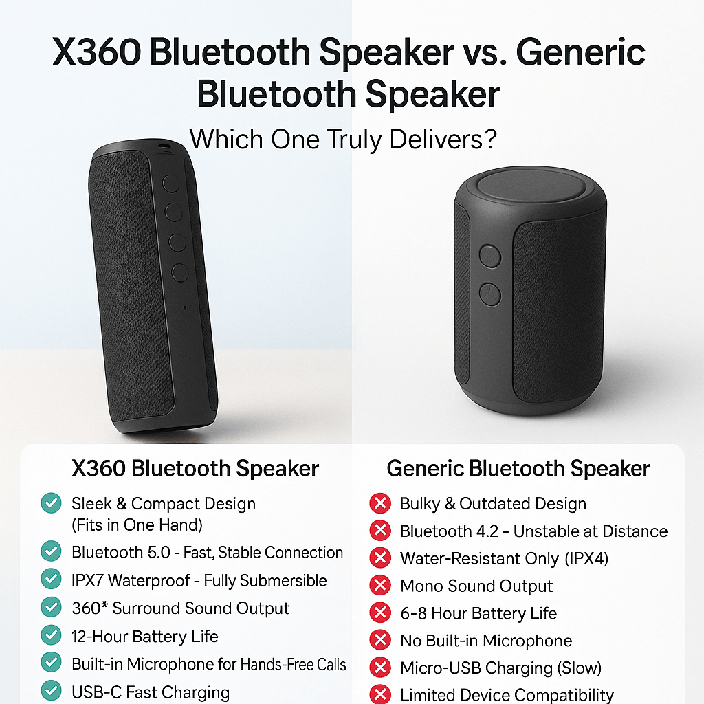 Waterproof Wireless Bluetooth Speaker with Deep Bass and Long Battery Life