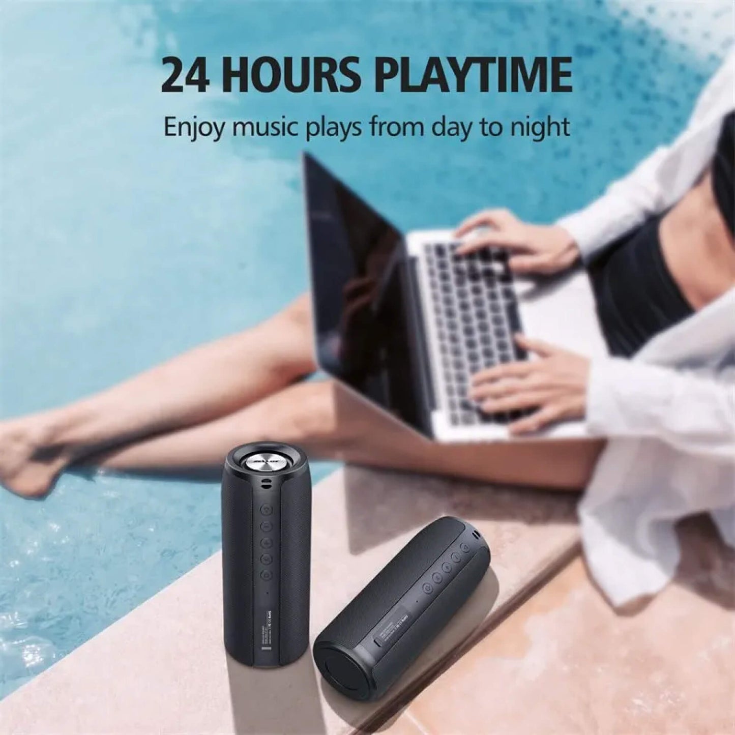 Waterproof Wireless Bluetooth Speaker with Deep Bass and Long Battery Life