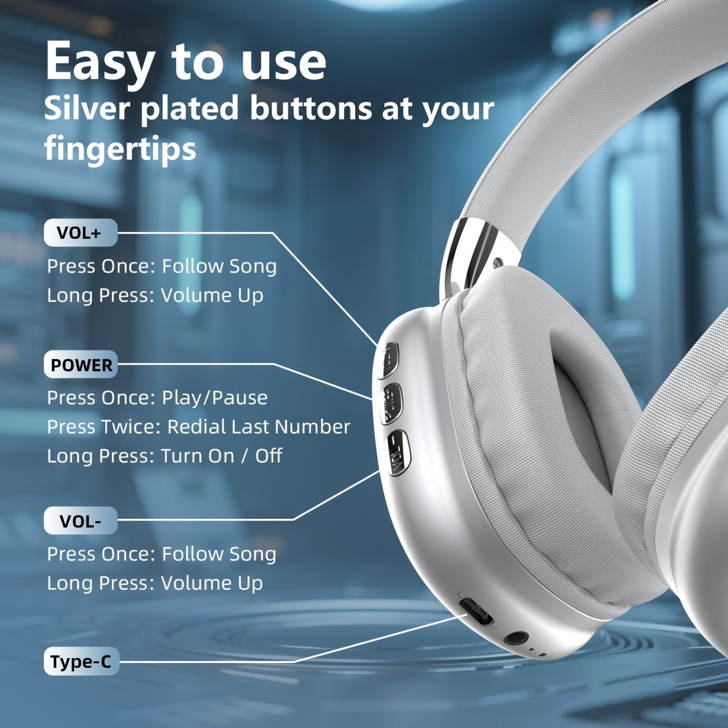 Wireless Gaming Headset with Hi-Fi Stereo and Deep Bass