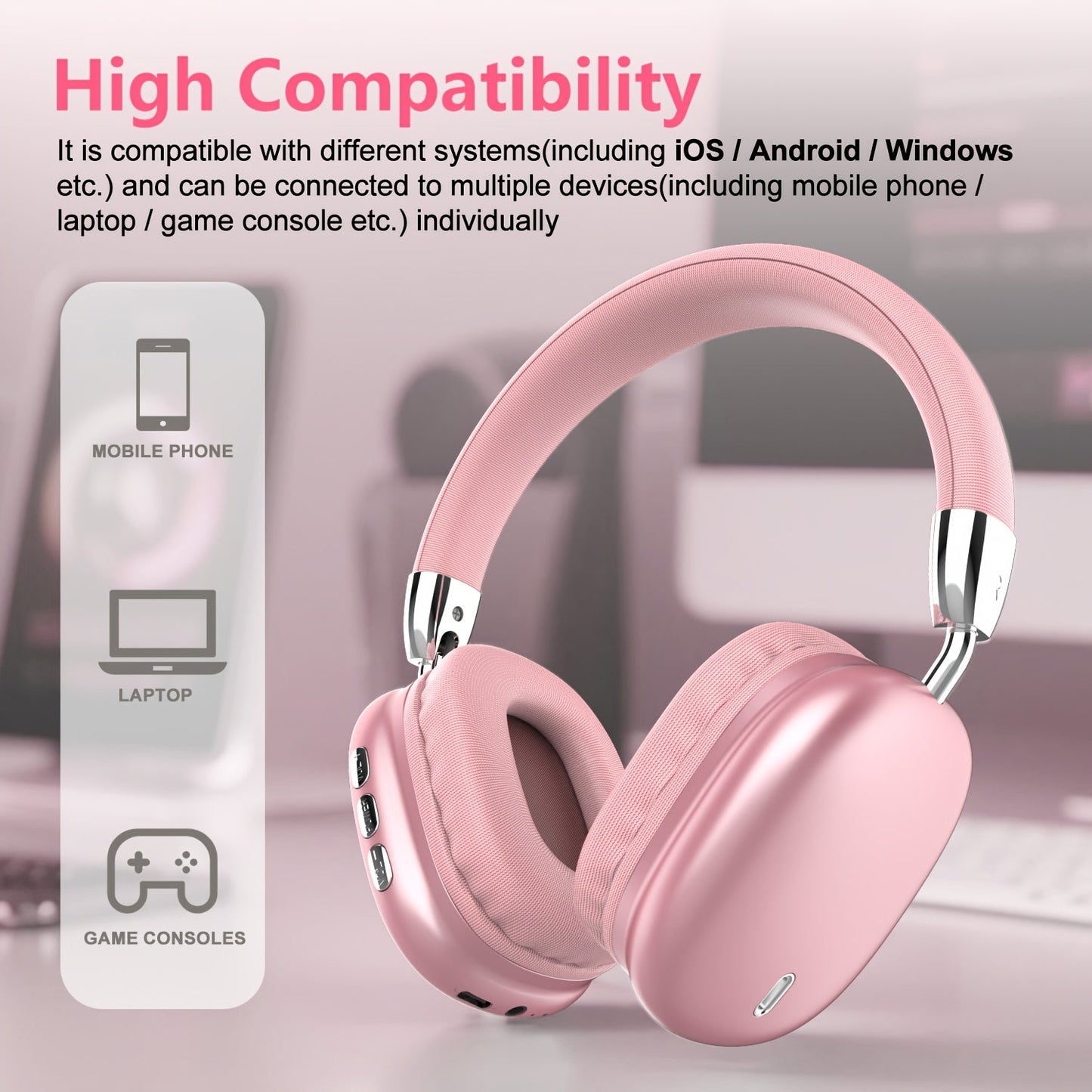 Wireless Gaming Headset with Hi-Fi Stereo and Deep Bass