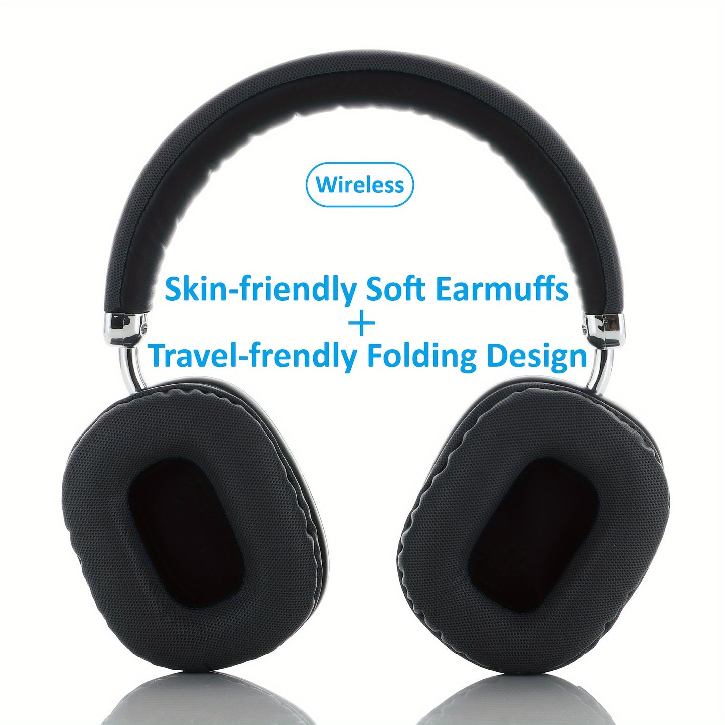 Wireless Noise-Canceling Foldable Headphones with Clear Microphone