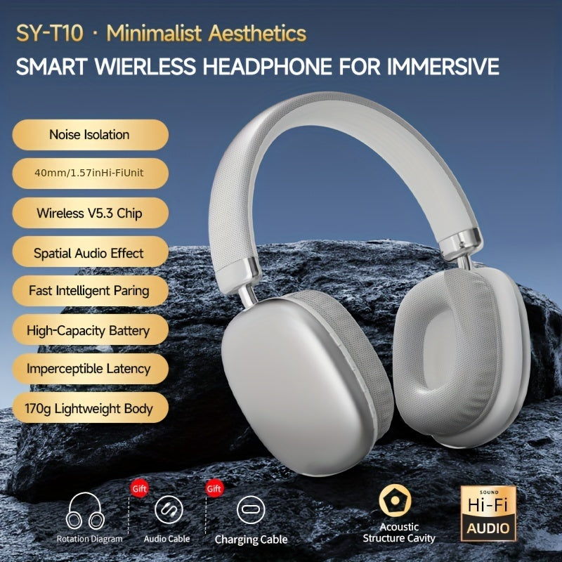 Wireless Over-Ear Headphones with Type-C Charging and Sound Isolation