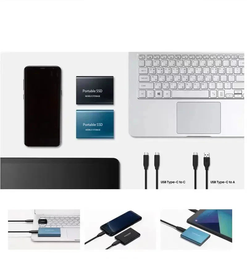 2TB Portable External SSD with USB3.1 and M.2 Type-C