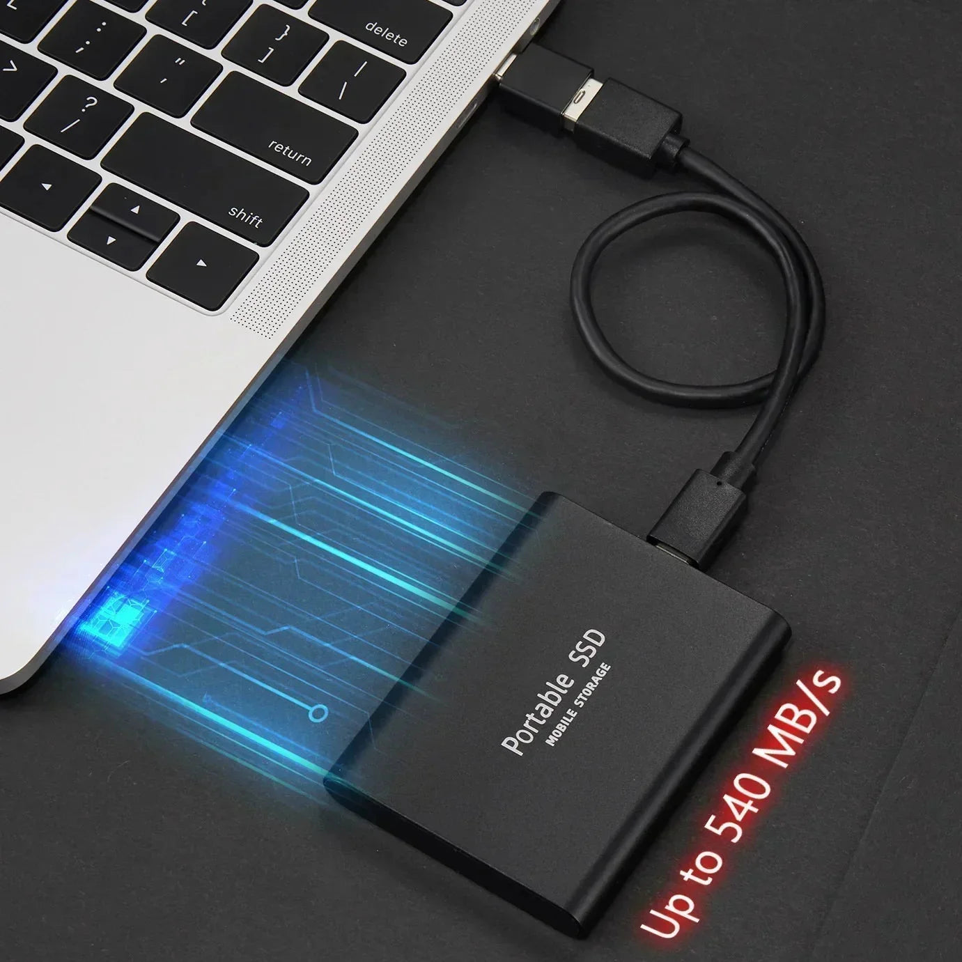 2TB Portable External SSD with USB3.1 and M.2 Type-C